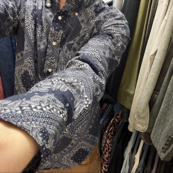 Gitman Bros Vintage Bandana Print Chambray Shirt - Picture 9 of 14